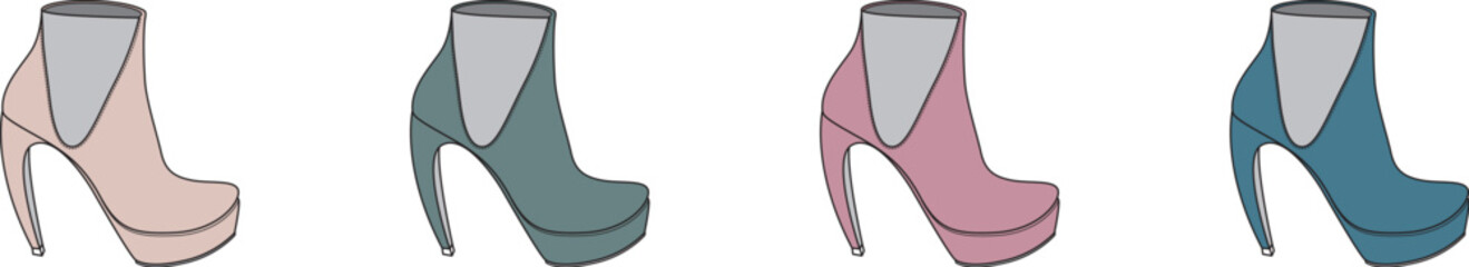 Stylish Collection of Trendy High-Heeled Ankle Boots in Pastel Colors for Fashion Design and Lifestyle