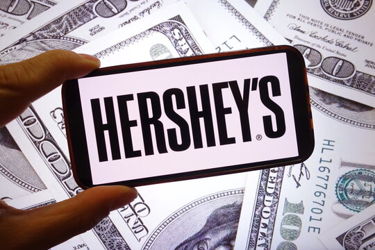 Konskie, Poland - September 28, 2025: The Hershey Company logo displayed on mobile phone
