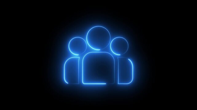 Group people man icon glowing animation saber video on black background the Group people man icon glowing animationthe  man icon glowing animation saber video on black background