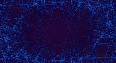Deep Blue Digital Web Network Border on Dark Purple Background Abstract Technology