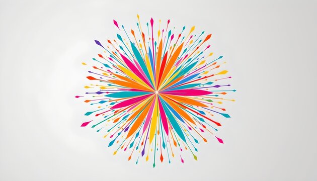 A vibrant, multicolored explosion of confetti with various shapes against a stark white background, conveying a sense of celebration or festivity.