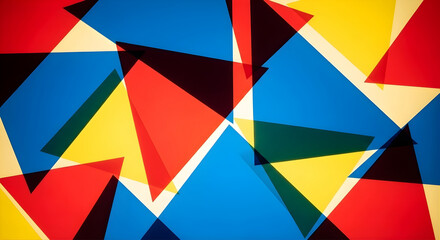 Abstract background with colorful overlapping transparent triangles in primary colors