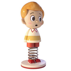 Toy figurine cartoon character spring bobblehead plastic cute playful transparent background toy figurine cartoon character spring bobblehead