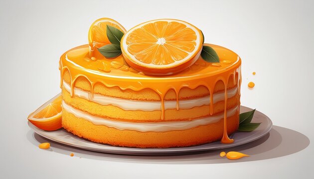orange cake on white isolated on clear background and white background bakery and pastry concept for cafe and restaurent ai generative