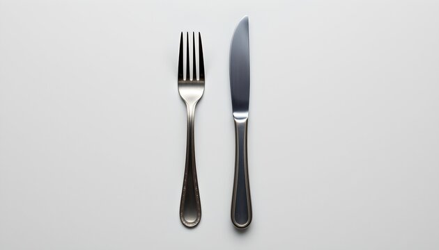 An arrangement of cutlery items on a light surface. It includes two forks, one knife, and three spoons, each with a different design or material