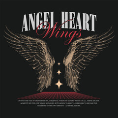 angel's wing calligraphy slogan, hand-drawn dotted line, halftone style street art, for streetwear and urban style t-shirts design, hoodies, etc, Los Angeles urban retro quote typography, graffiti art © MdAlImran