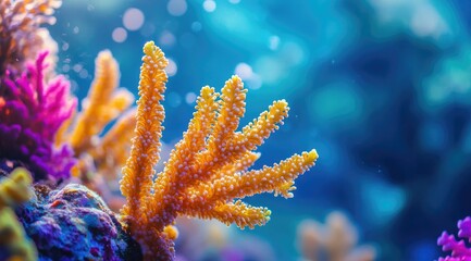 Vibrant coral in a marine aquarium