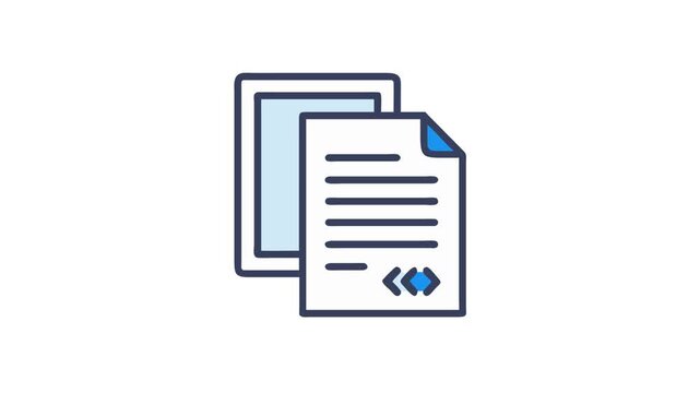 Icon graphic of document and page stack arrangement flat