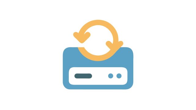 Data server synchronization icon with circular arrows isolated object