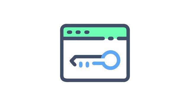 Secure website login icon with key inside browser window
