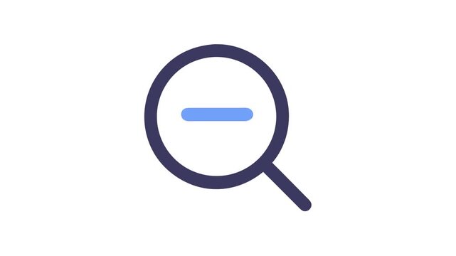 Blue magnifying glass with a minus sign illustration