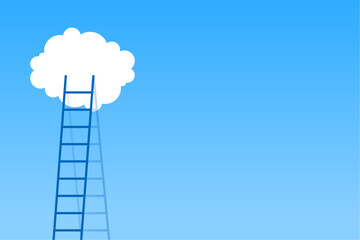 minimal rise up progress ladder into white cloud © AKASH