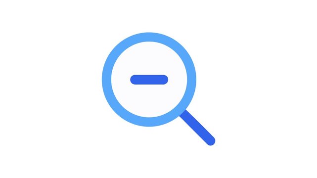 Blue outlined search icon representing zoom out function