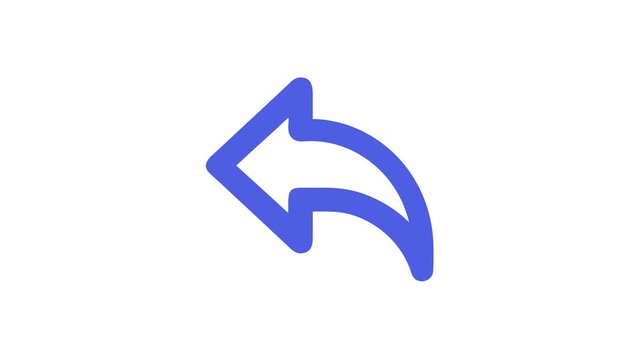 Simple blue curved arrow pointing left, White Background design