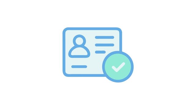 Validated identification card with confirmation checkmark icon graphic resource