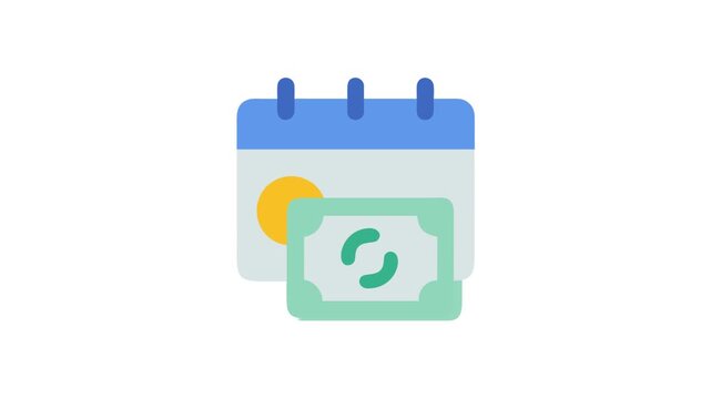 Financial calendar icon displaying money due date reminder graphic