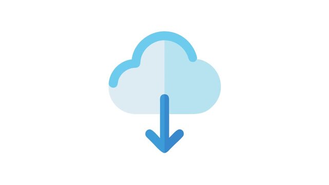 Flat cloud icon downloading with arrow on White Background