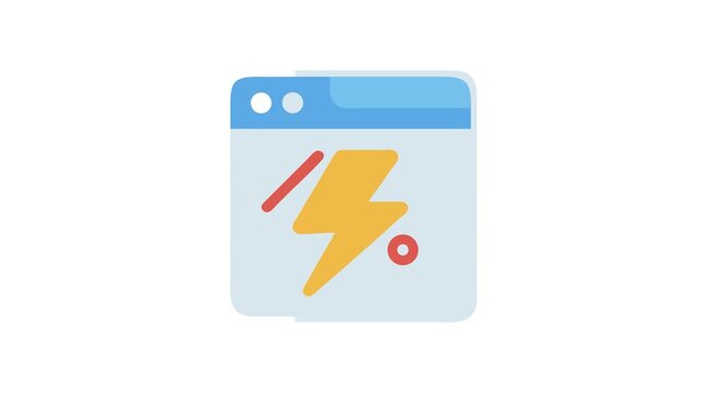 Simple website icon with lightning bolt for rapid delivery