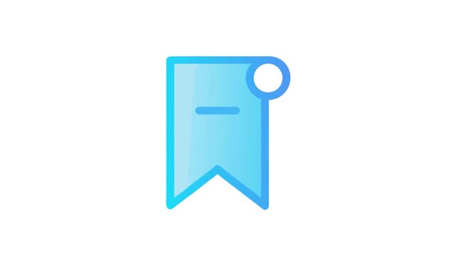Blue bookmark icon with rounded corners and tag detail