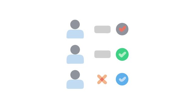 User data with acceptance, rejection, and moderation indicators