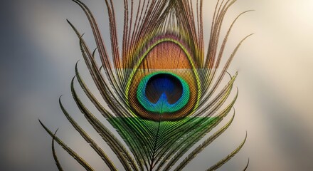 Peacock feather detail with iridescent eye