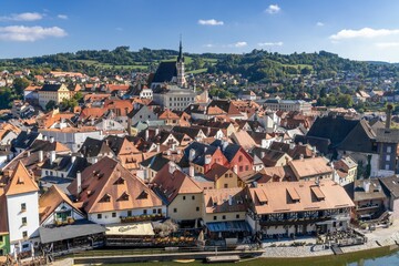 view of the historic city center of Cesky Krumlov