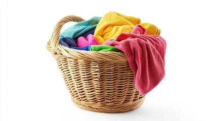 Colorful laundry basket full of clothes