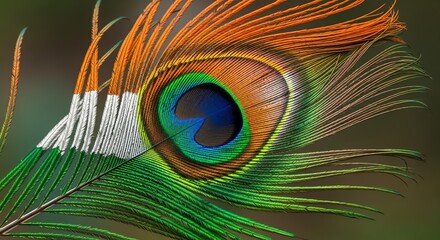 Obraz premium Peacock feather with Indian flag colors