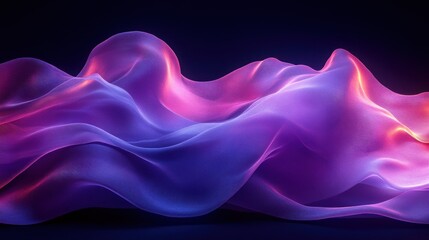 Fototapeta premium Abstract, glowing fabric waves in vibrant purple and blue hues