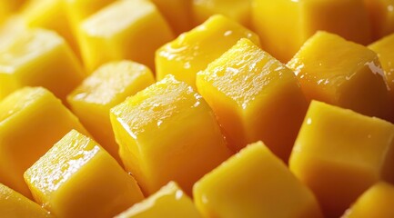 Close-up of diced mango cubes (10)