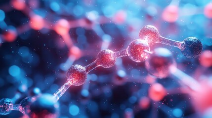 Abstract molecular structure, vibrant hues