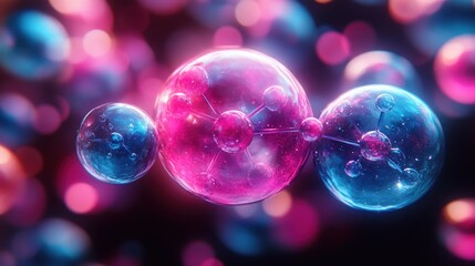 Abstract molecule, vibrant colors