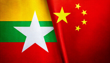 中国の国旗とミャンマーの国旗(China Flag & Myanmar flag.)
