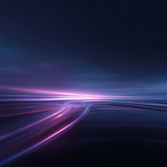 Abstract Horizon of Lights: The image is an evocative composition, featuring streaks of light painting across a darkened canvas, converging towards an ethereal horizon, symbolizing innovation.