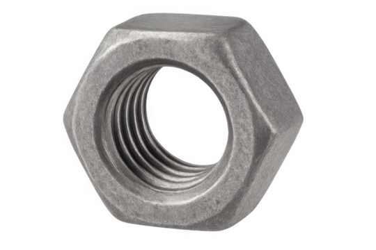 Metal hexagonal nut isolated on transparent background