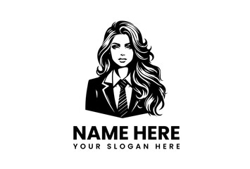 Elegant and powerful professional woman leader in formal business suit and tie, a sophisticated vector portrait ideal for corporate identity, branding, and empowerment themes