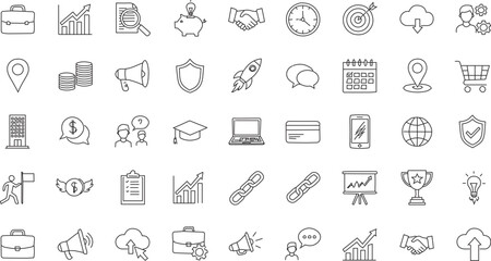 hand drawn business icons bundle 