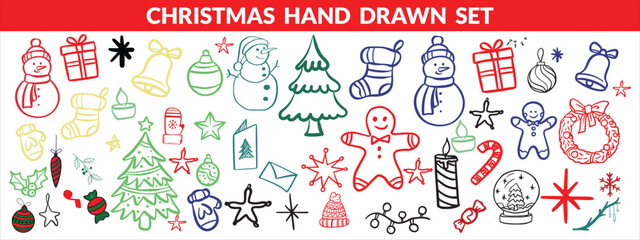 Christmas hand drawn set vacktor design 