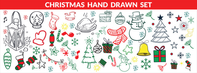 Christmas hand drawn set vacktor design 