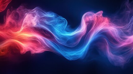 Abstract swirling, vibrant smoke-like forms in blue, pink, and orange