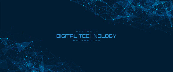 Fototapeta na wymiar Geometric connected background. Connecting dots and lines. Global network connection. Banner template for technology.