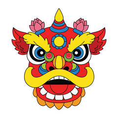 Traditional chinese dragon dance head illustration