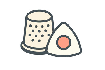 Protective thimble and triangular tailor's chalk used for sewing and fabric marking