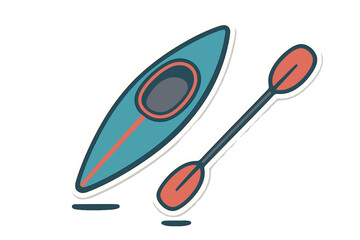 Blue and orange kayak with paddle ready for water sports and outdoor recreation