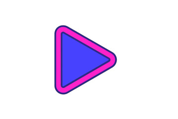 Bright blue and pink rounded play button icon for media controls and streaming applications