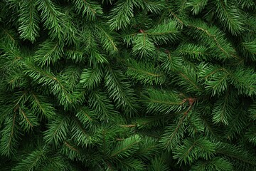 Closeup of fir branches with lush green needles creating a vibrant Christmas ambiance, perfect for festive decorations and holiday cheer during the winter season