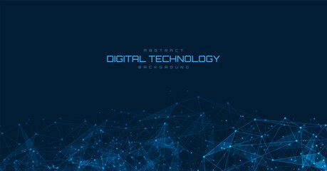 Geometric connected background. Connecting dots and lines. Global network connection. Banner template for technology.