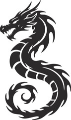 Naklejka premium A vector illustration features a tribal dragon tattoo design