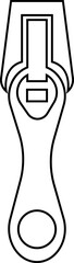 Zipper Icon Fastener, Slider, and Zip Symbol Clothing, Bag, and Textile Accessory Vector Fashion Tool, Sewing, Tailoring, Lock, and Stitch Design in Black line Style