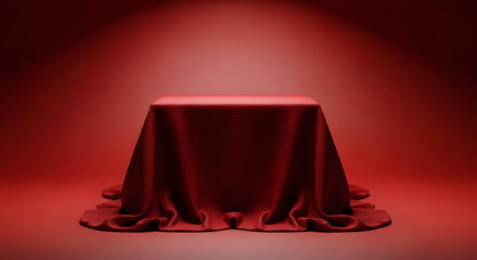 Empty Red Velvet Product Display Podium